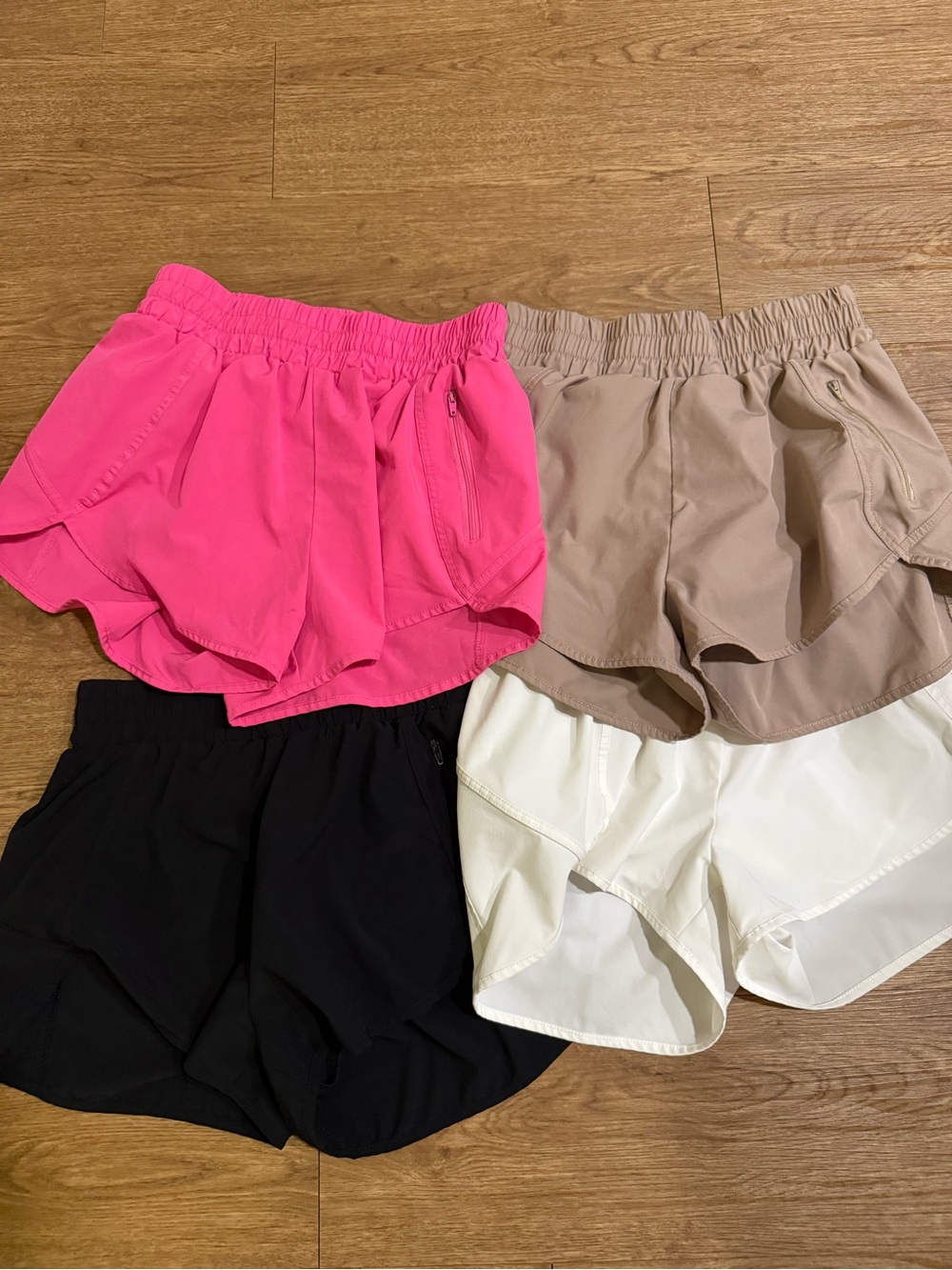 Women’s Layered Athletic Shorts with Elastic Waistband - 4 Pairs